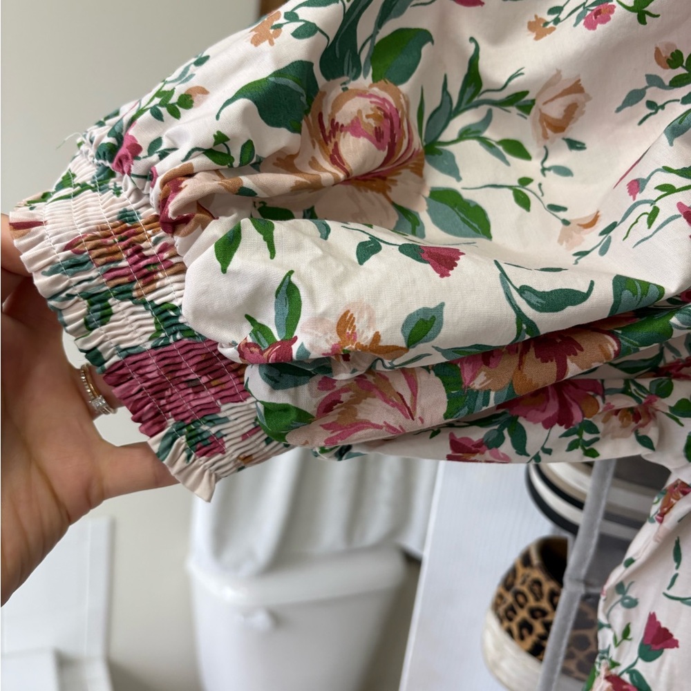 Anthropologie Floral Puff Sleeve Maxi Dress - Pink and Green - Picture 2 of 3